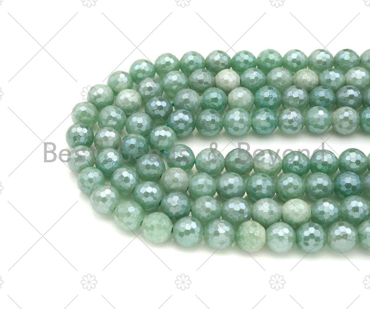 Mystic Plated Faceted Green Aventurine Beads,SKU#UA211c