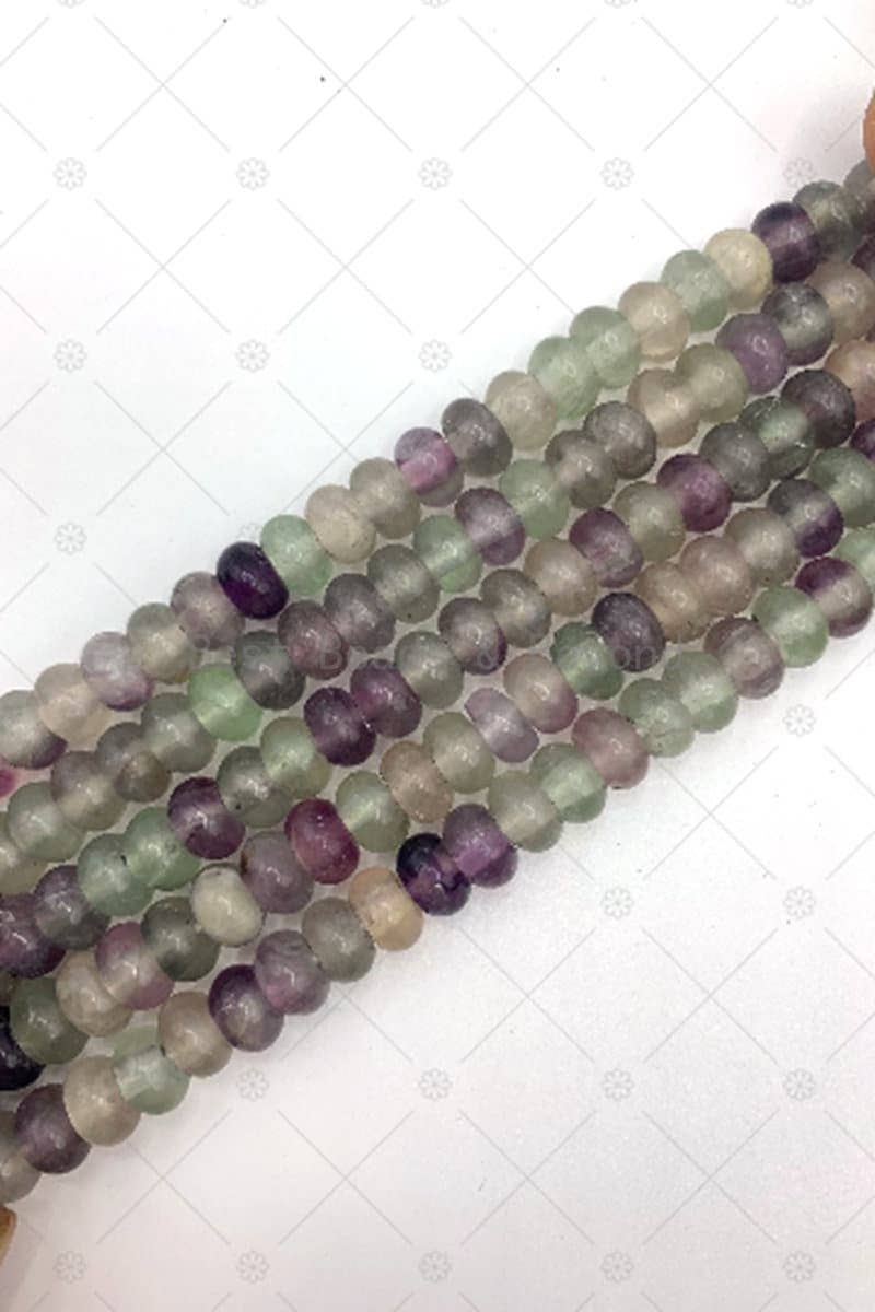 2mm Large Hole Natural Purple Green Fluorite Beads, 6x10mm Rondelle Smooth Fluorite, Big Hole Beads, 8" Long Strands, Sku#U1240