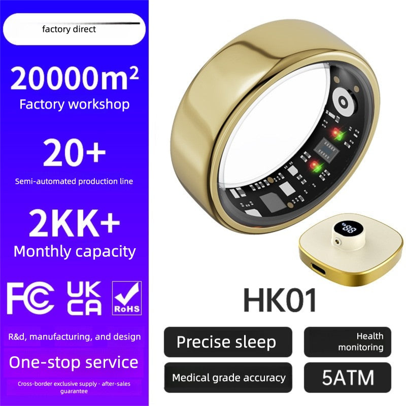 Smart Ring Heart Rate Blood Oxygen Sleep Monitor Step Counter & Female Cycle Tracker