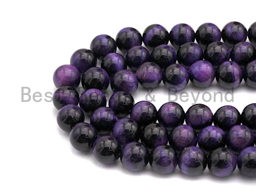 Quality Natural Purple Tiger Eye Round Beads, 4mm/6mm/8mm/10mm/12mm/14mm, Purple Tiger Eye Gemstone Beads, 15.5'' strand, SKU#U66