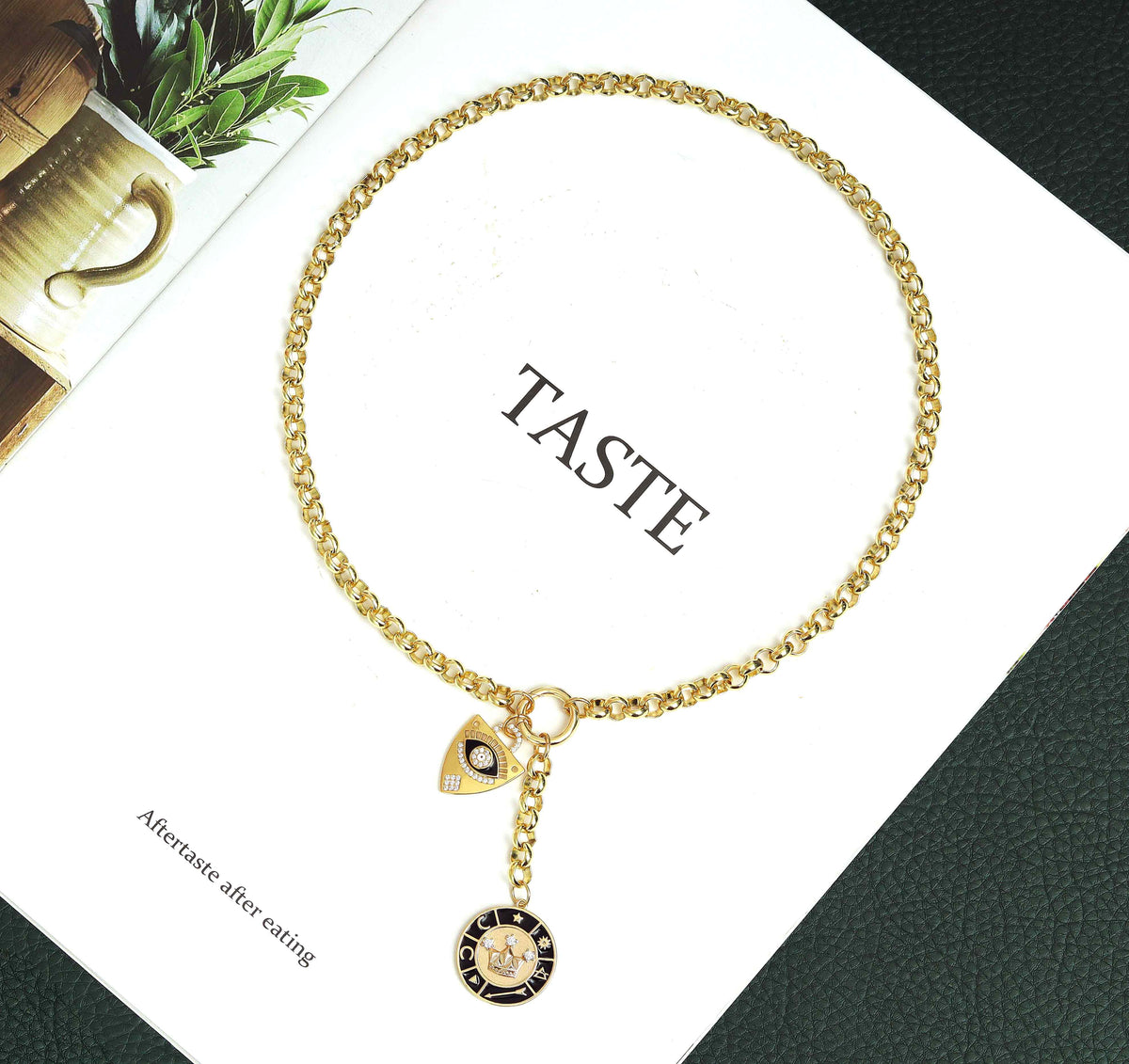 Custom Rolo Chain Drop Coin Necklace, sku#CL14-2