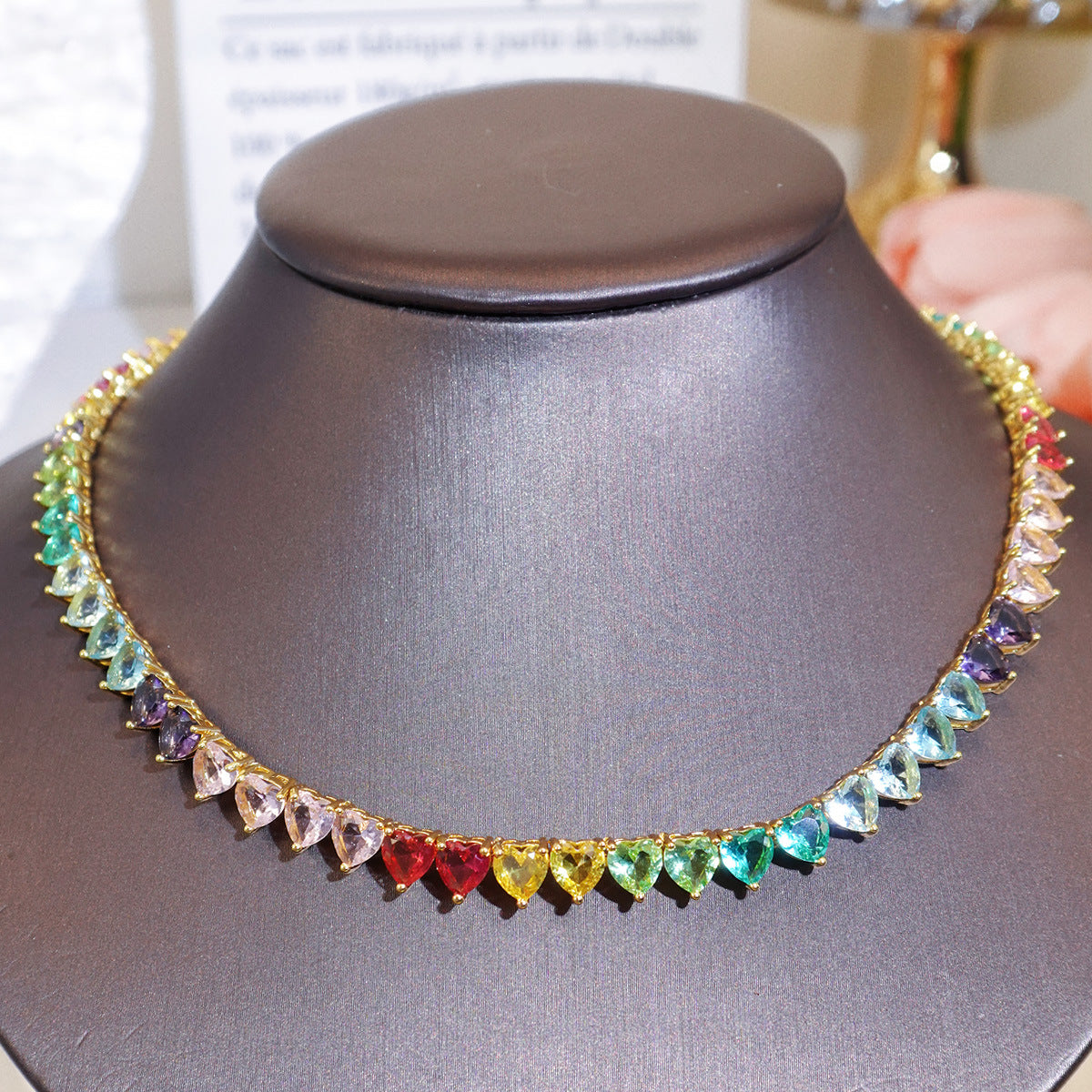 Fashionable Color Jewelry Heart Tennis Necklace For Women