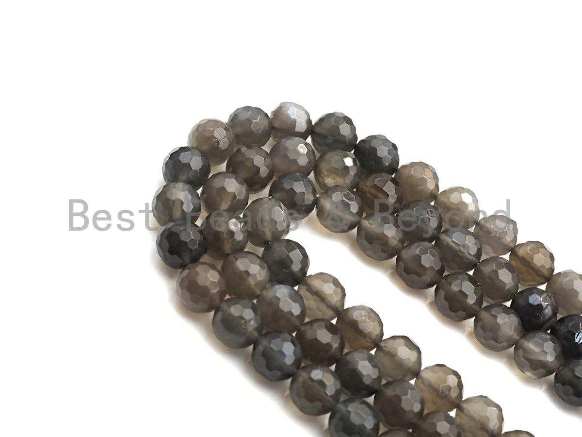 Top Quality Natural Black Moonstone Faceted Beads, 6mm/8mm/10mm/12mm Round Faceted Black Moonstone Beads,15.5" Full Strand, sku#UA64