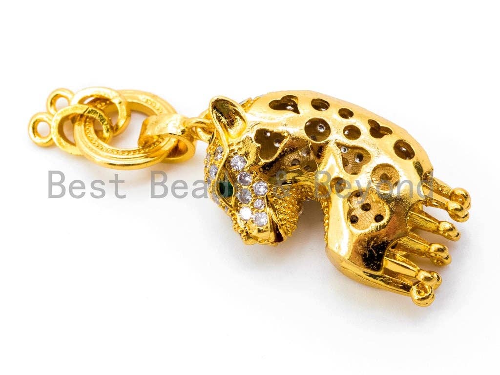 CZ Micro Pave Leopard Head Pendant/Enchancer, sku#L161