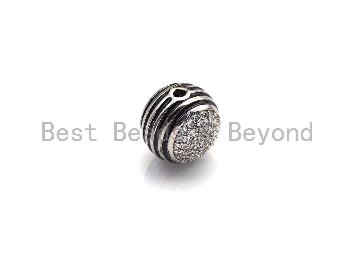 12mm CZ Pave Curved Enamel Line Ball beads, sku#z928c