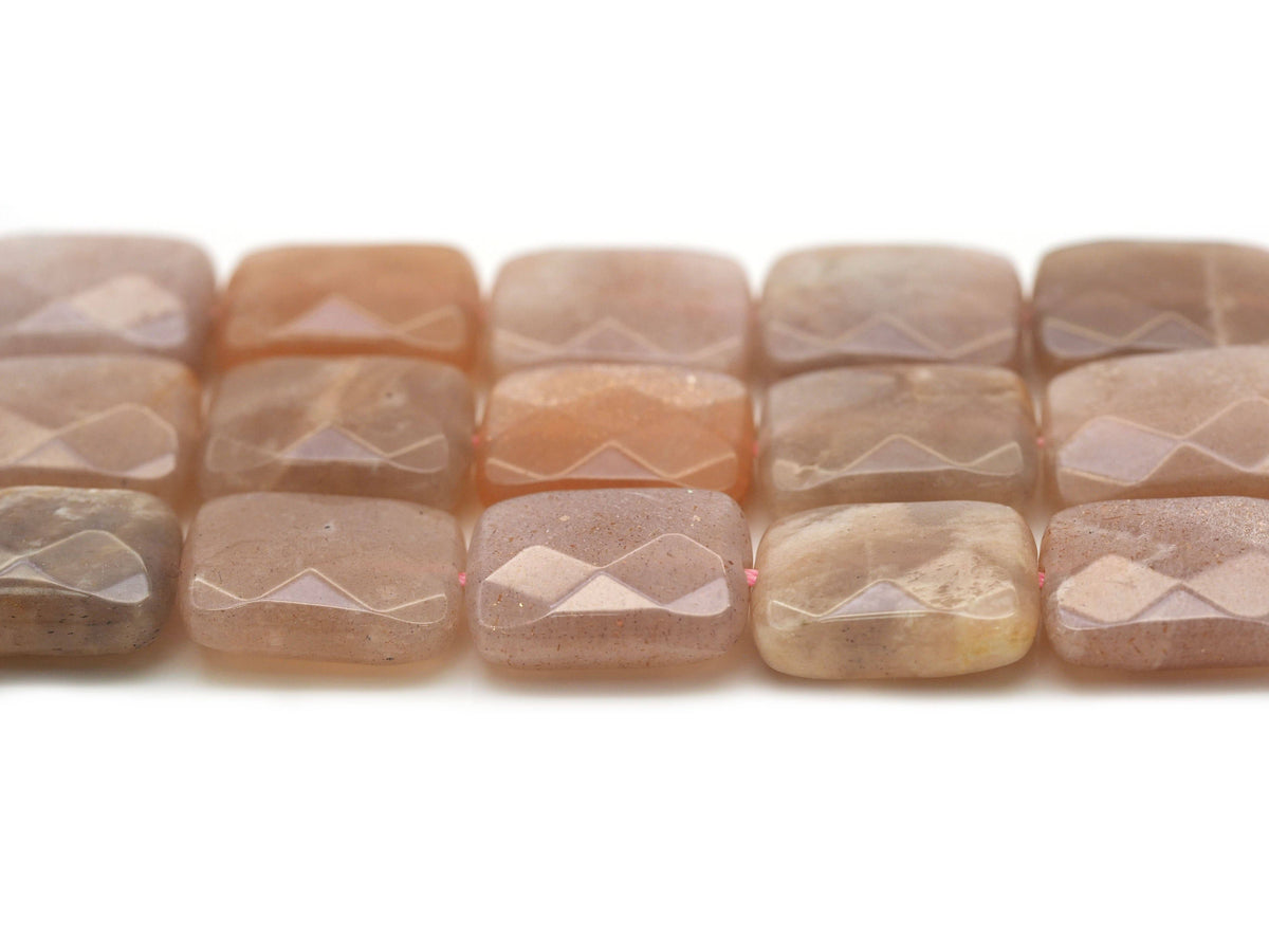 Natural Quality Peach Moonstone Faceted Rectangle Beads, Sku#HY1