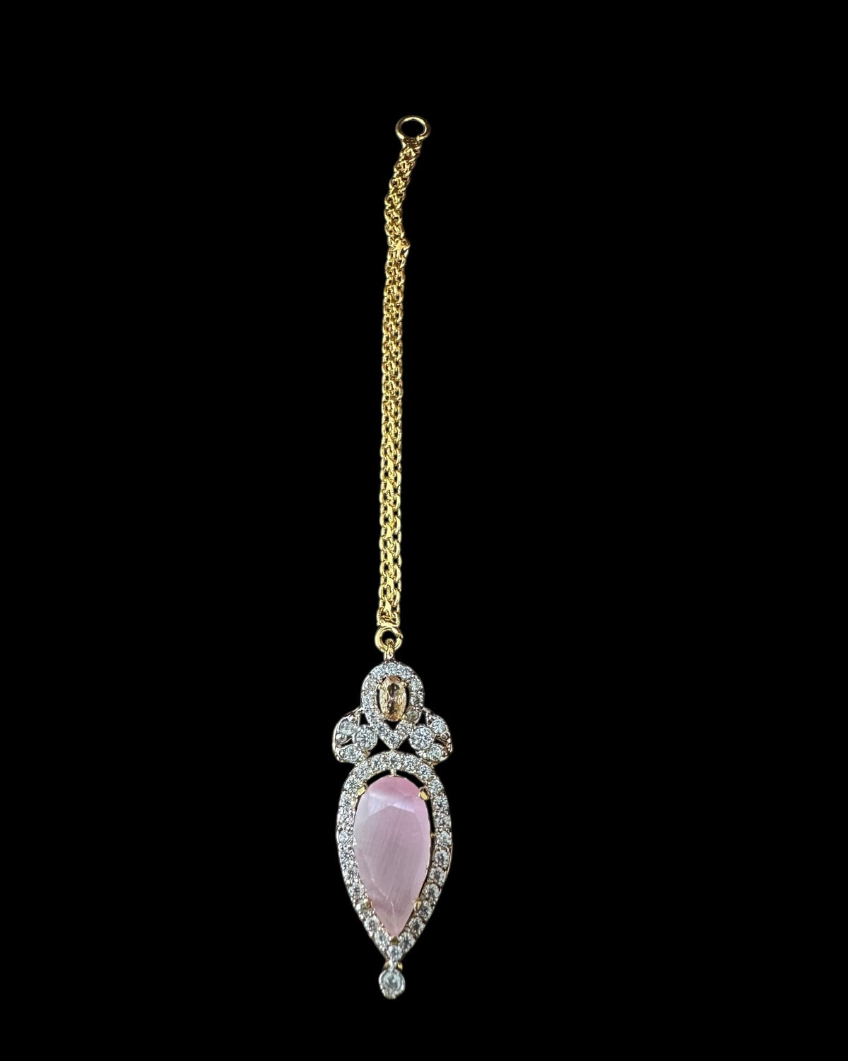 BR462  Anmol necklace set in pink( rose quartz ), Cats eye and pearls ( READY TO SHIP )