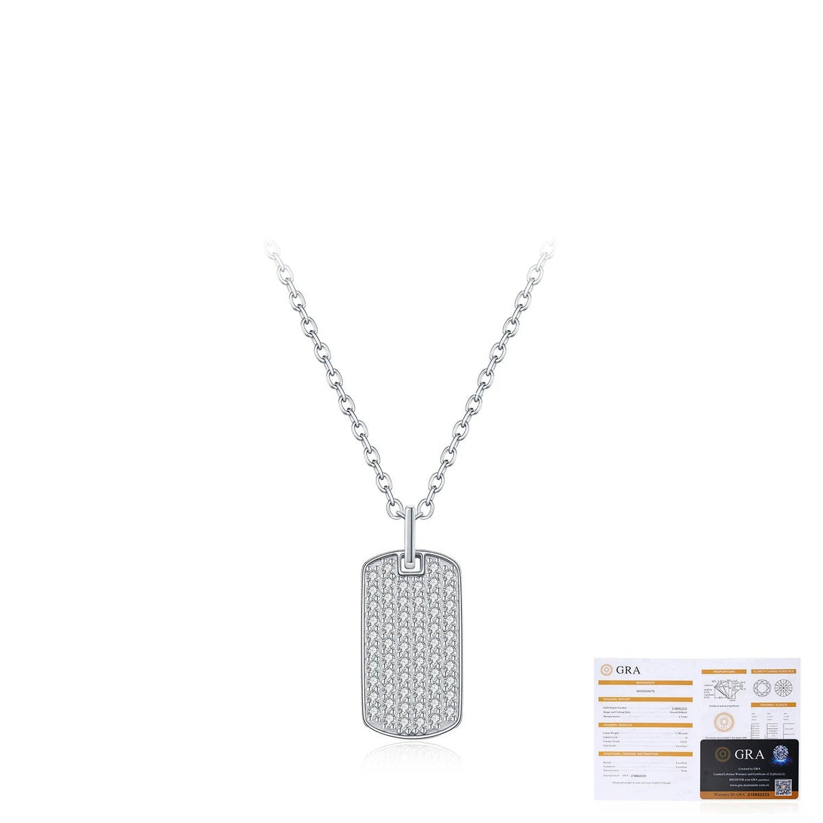 Geometric Square Pendant Necklace in Sterling Silver with D-Color VVS1 Moissanite Accents