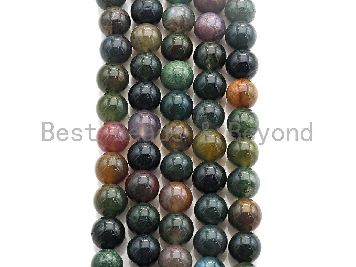 Natural Indian Agate, Round Smooth 6mm/8mm/10mm/12mm/14mm, 15.5" Full Strand, sku#U636