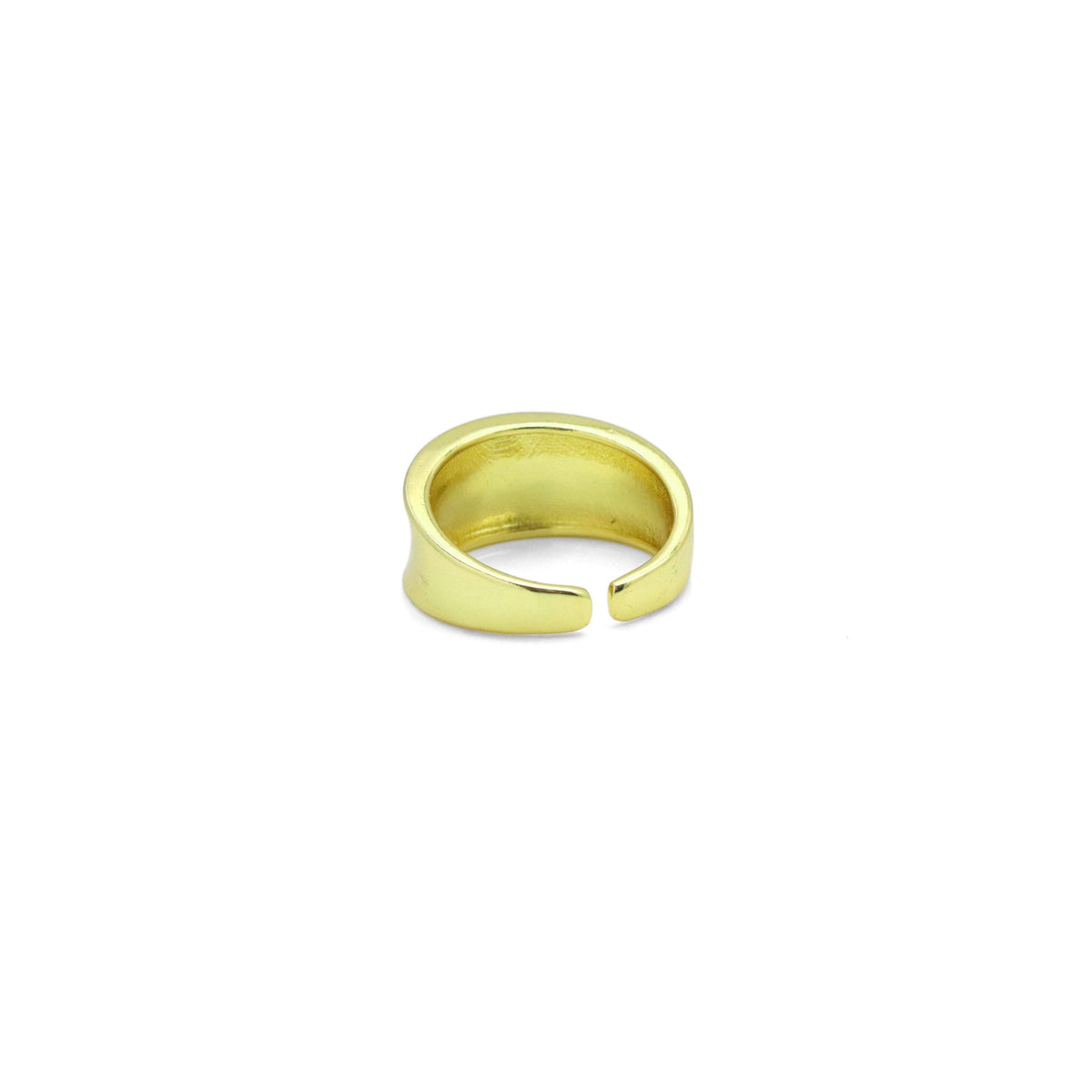 Gold Band with White Pearl Adjustable Ring, Sku#LK1054