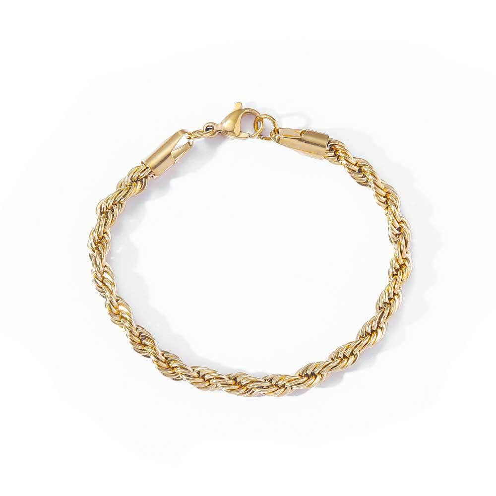 Euro-American Hip-hop Stainless Steel Necklace Twisted Chain Streetwear Titanium Steel Bracelet