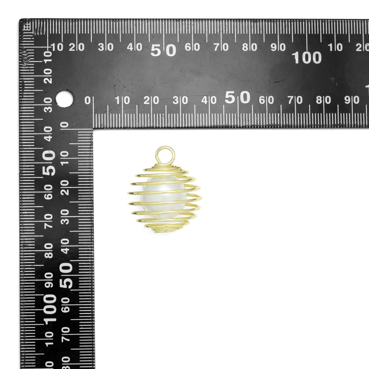 Large Gold Silver Large White Pearl Cage Charm Pendant, Sku#A328