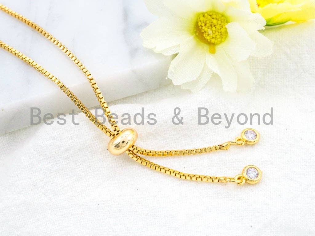 Sliding Adjustable Chain Bracelet, Evil Eye Bracelet, 8mm Turquoise Beaded Bracelet, Thin Link Bracelet, Silver Gold Bracelet, SKU#A48