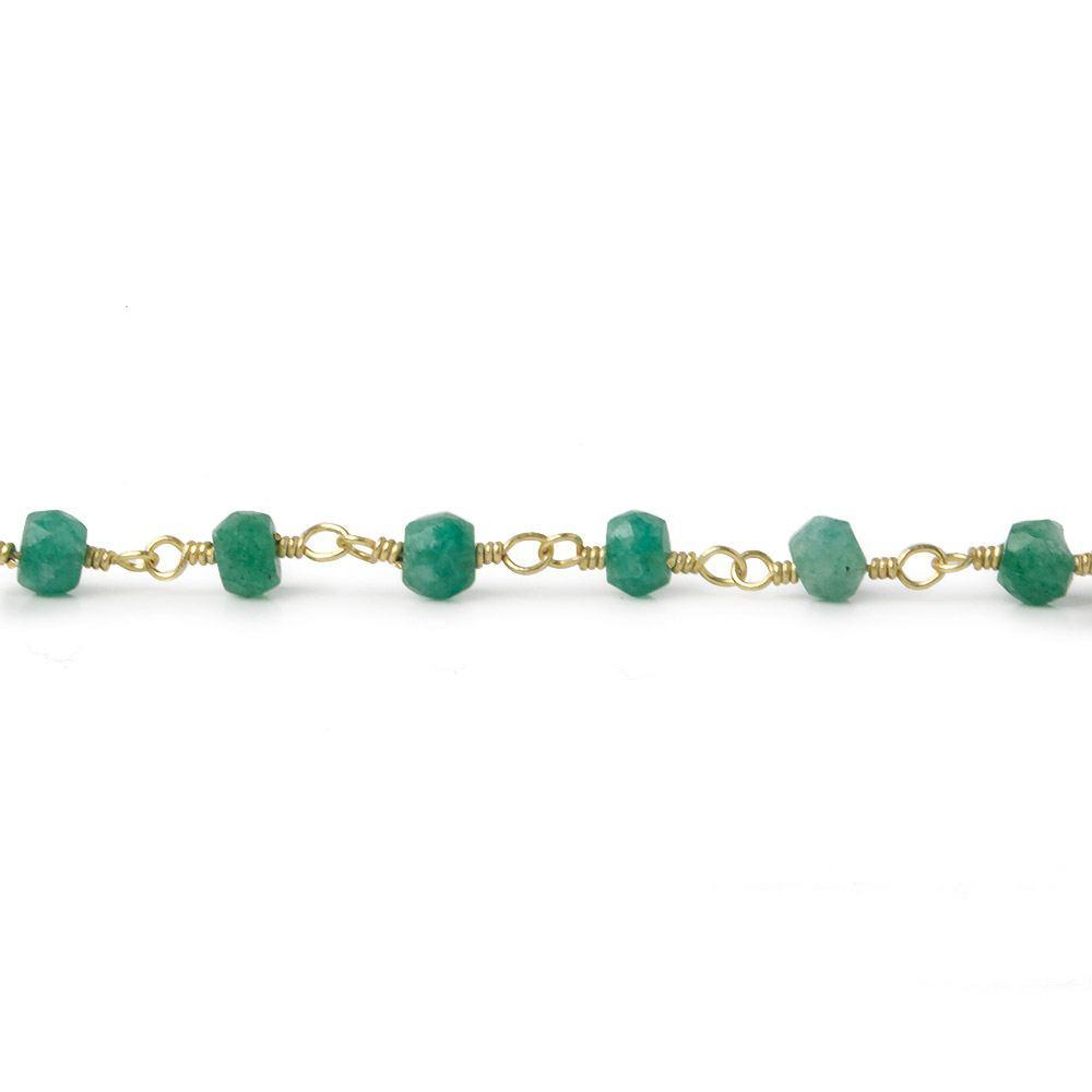 3.5-4mm Amazonite faceted rondelle Gold plated Chain by the foot 34 beads