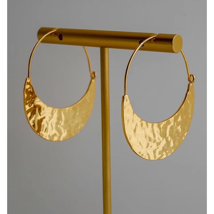 Women's Personalized 18k Gold-Plated Fan-Shaped Earrings