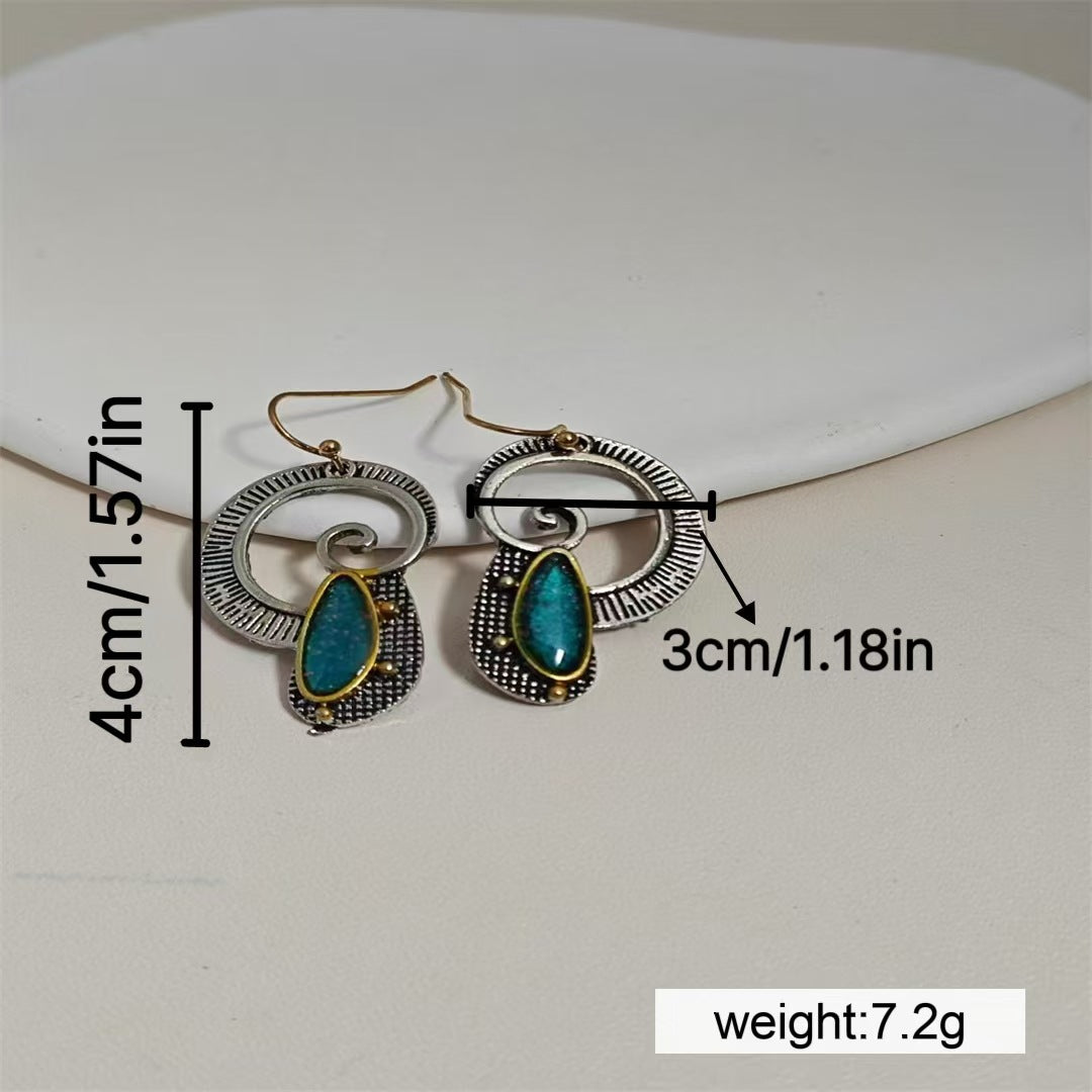 Creative Spiral-Inlaid Sapphire Earrings With Yellow Accents