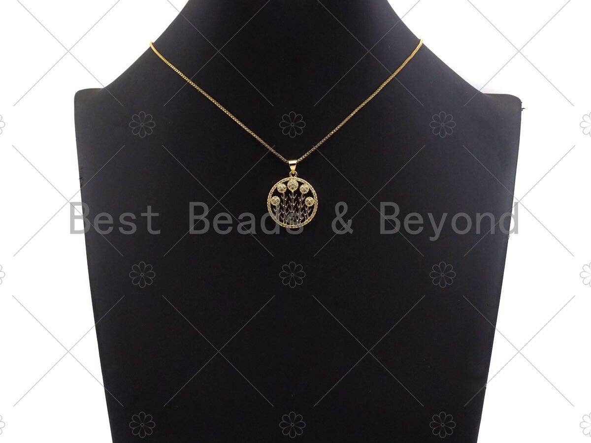 CZ Micro Pave Thorns On Round Ring Shape Pendant, Gold Plated Jewelry, Necklace Bracelet Charm Pendant, 22x25mm,sku#LD02
