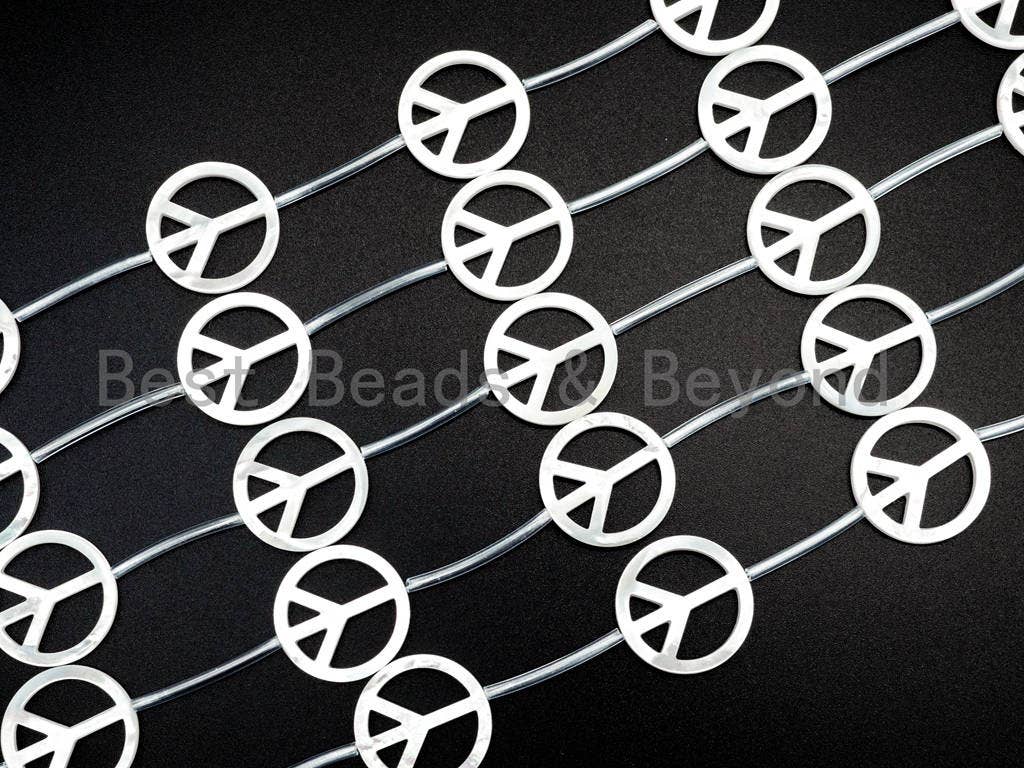 1/10pcs Quality White Mother of Pearl Peace Sign Beads, Pearl Peace sign beads, Mop Shell, White Shell, 15mm/20mm/25mm, SKU#T107