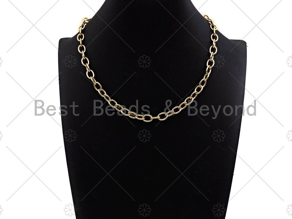 18 Finished Gold Oval Link & Chain Necklace, SKU#LD19