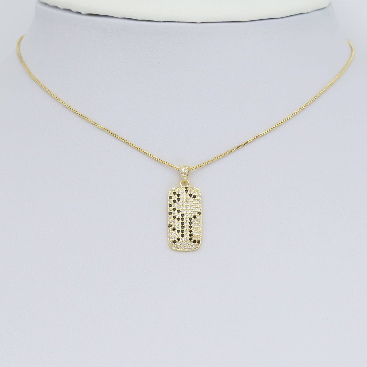Black Clear CZ Gold Silver Rectangle Animal Print Patten Charm Pendant, Sku#A381