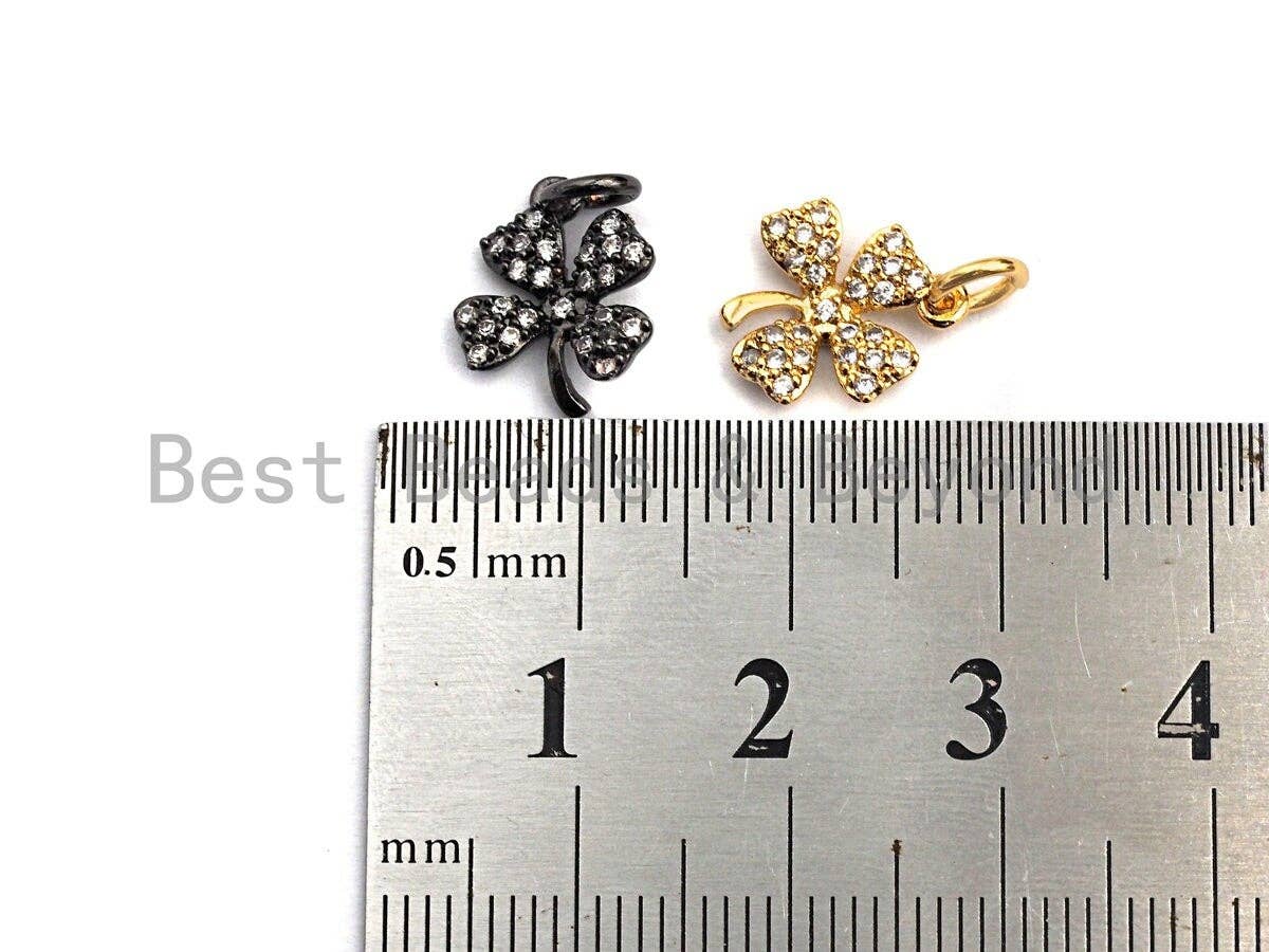 CZ Micro Pave Four Leaf Clover Shaped Pendant/Charm, Cubic Zirconia Pendant Charm,10x12mm,sku#F918