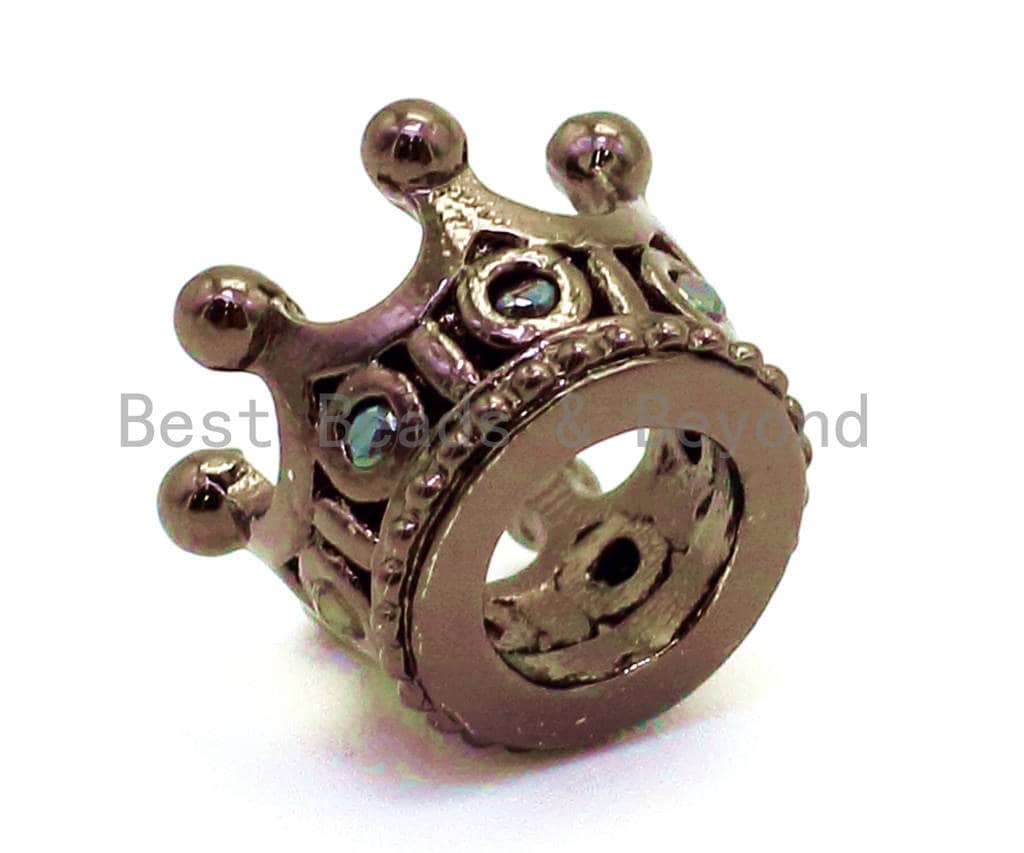CZ Crown Black Micro Pave Beads, Cubic Zirconia Spacer Beads, Crown Beads,10x7mm, sku#G163