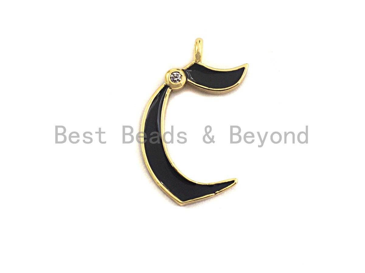 Enamel pave alphabet letter, Alphabet Charms, Initial Alphabet Letters, Custom Naming Pendants, Initial Letter c Pendant, 14x23mm,sku#B123