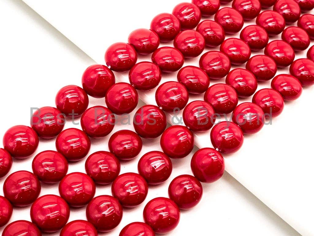 Red Natural Mother of Pearl beads,12x8mm Pearl Coin beads, Loose Coin Smooth Pearl Shell Beads, 16inch strand, SKU#T84