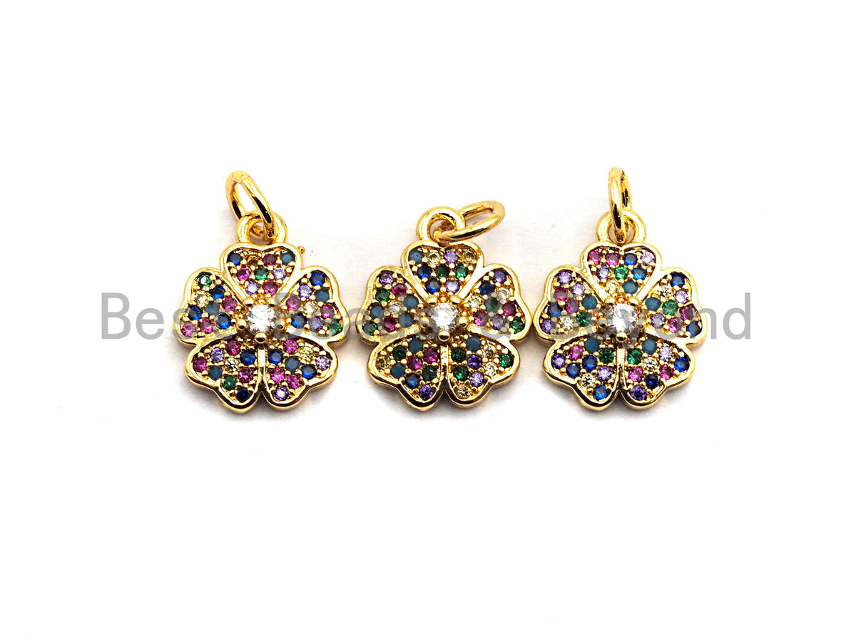 CZ Colorful Micro Pave Peace Sign Pendant, Cubic Zirconia Pave Pendant, Gold plated, 11x13mm, Sku#F822