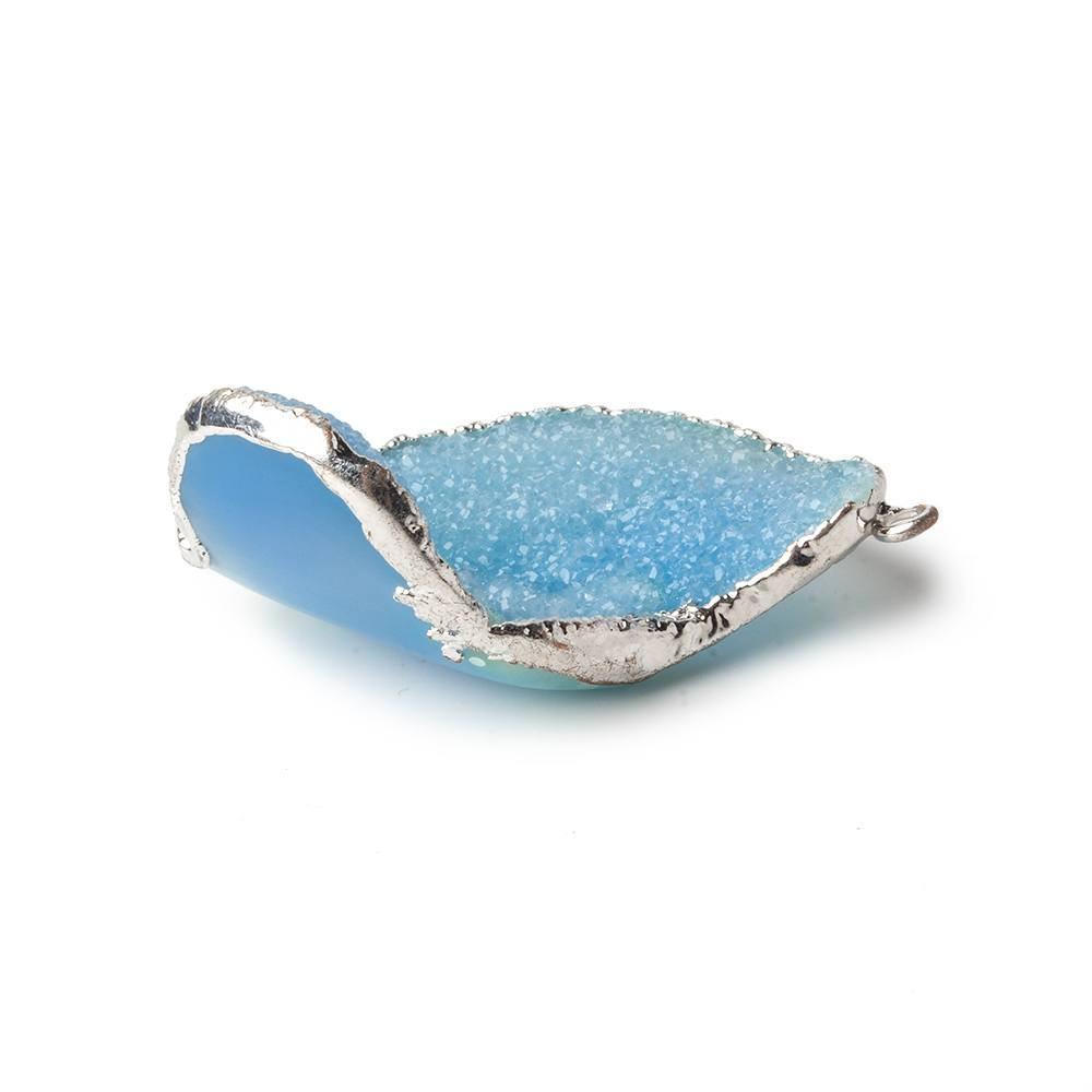 36x29x12mm Silver Leafed White & Blue Concave Drusy Focal Pendant 1 piece