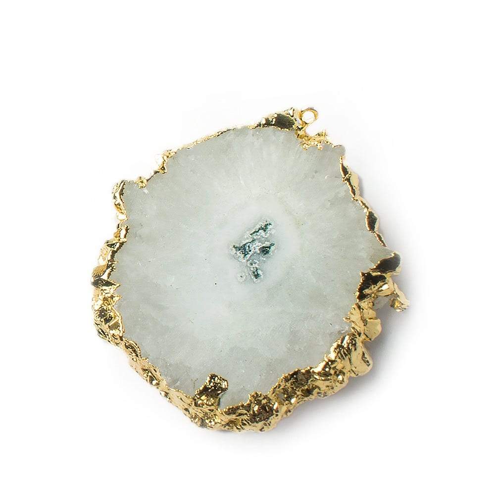 36x33mm 22kt Gold leafed Solar Quartz Slice Pendant 1 piece