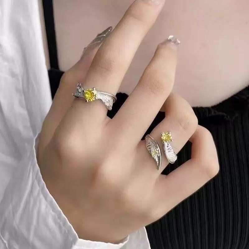 New Irregular Zircon Ring For Women, INS Trendy, Simple & Versatile Adjustable Index Finger Ring