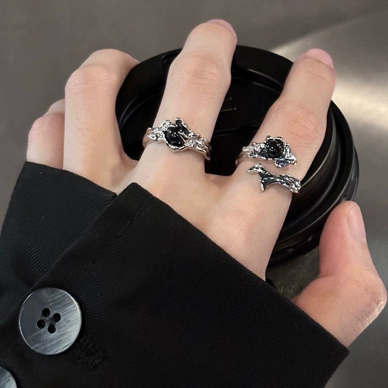 Original Dark Style Thorn Ring For Women & Men, Niche Design Texture Couple Ring, Fashion Open Adjustable Ring