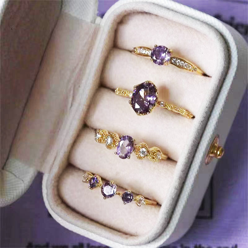 French Retro Olive Green Zircon Ring For Women, Elegant Light Luxury, Niche Exquisite High-End Open Ring