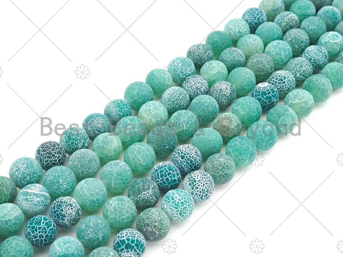High Quality Natural Green Matt Fire Cracked Agate, Round 6mm/8mm/10mm/12mm Fire Agate, Green Fire Agate, 15.5" Full Strand, sku#UA146