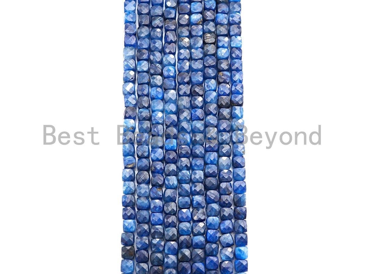 High Quality Natural kyanite Beads, 4mm Kyanite Faceted Cube Beads, 16" Full Strand , Sku#U813