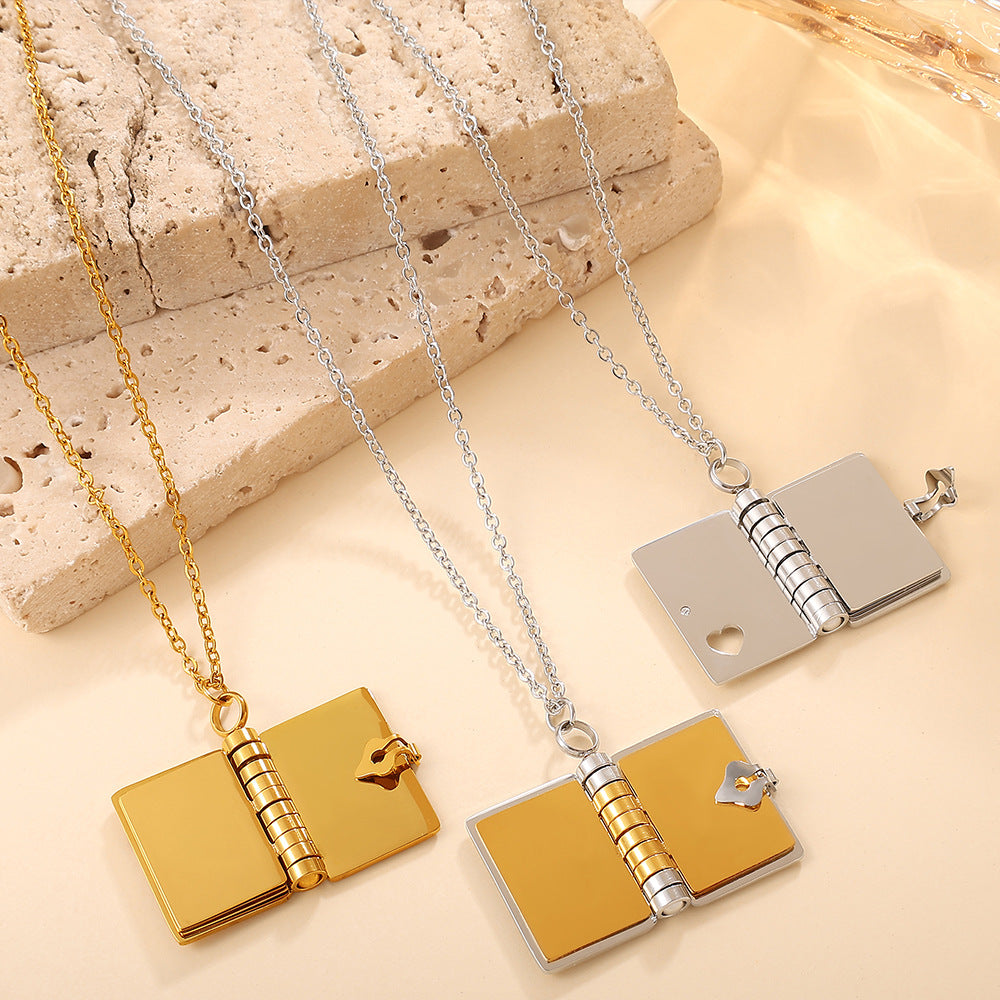 New Envelope Book Pendant Clavicle Necklace For Women, Minimalist Fashion Literary Style Necklace