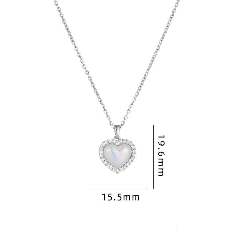 New Heart-shaped Shell Pendant Titanium Steel Necklace For Women