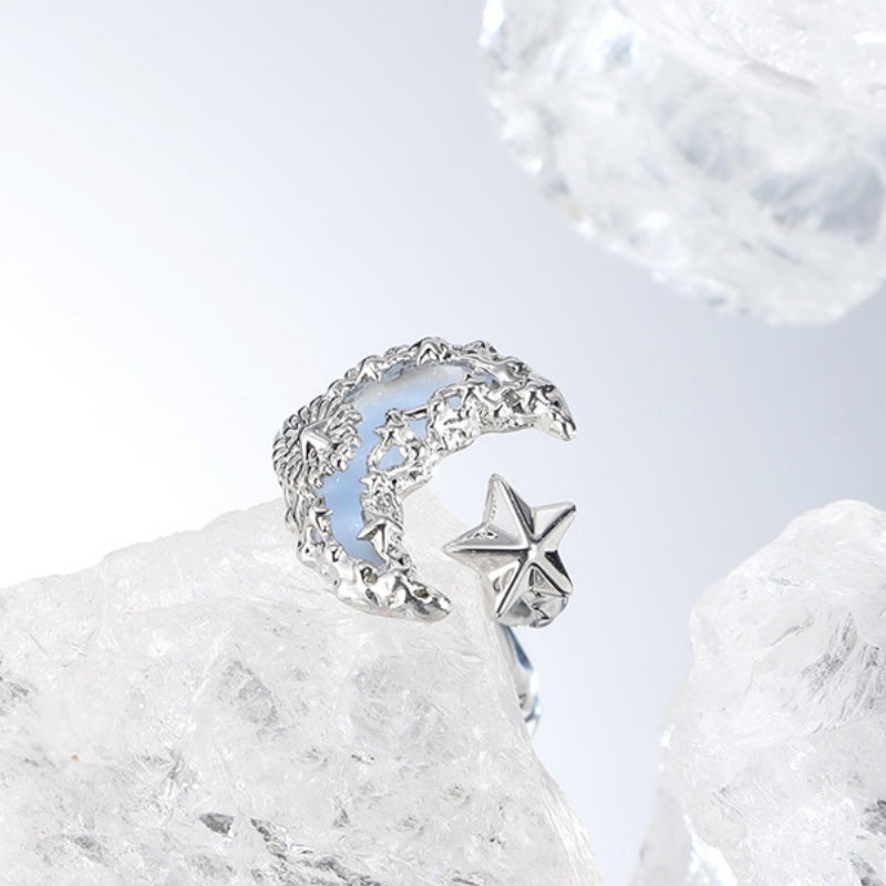 Lava Blue Moon Ring For Women Light Luxury High-End