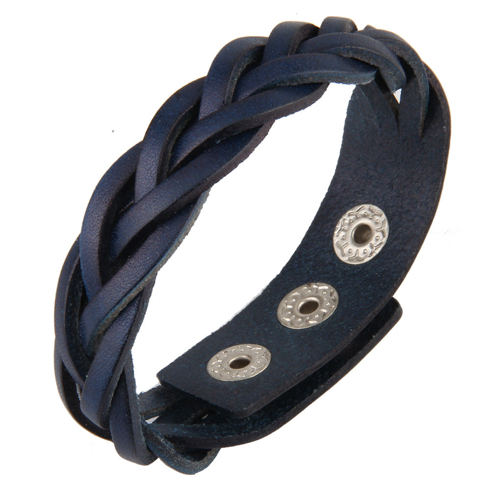 Men's Fashion Simple Woven Vintage Cowhide Couple Bracelet