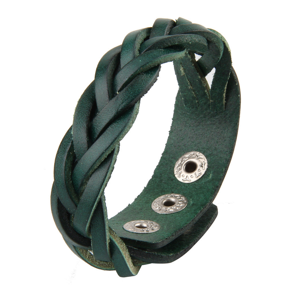 Men's Fashion Simple Woven Vintage Cowhide Couple Bracelet