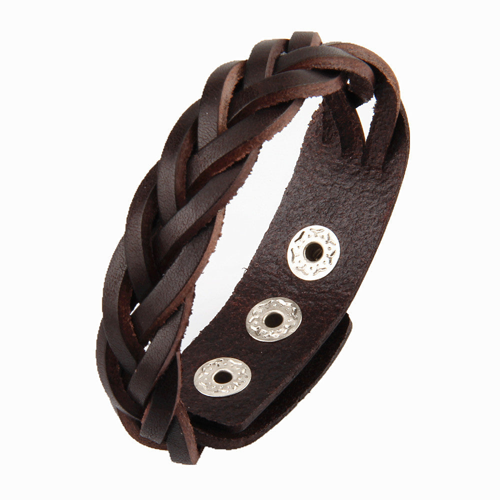 Men's Fashion Simple Woven Vintage Cowhide Couple Bracelet