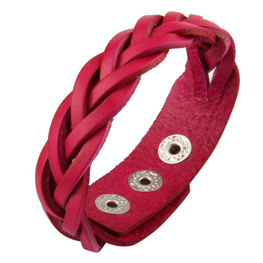 Men's Fashion Simple Woven Vintage Cowhide Couple Bracelet
