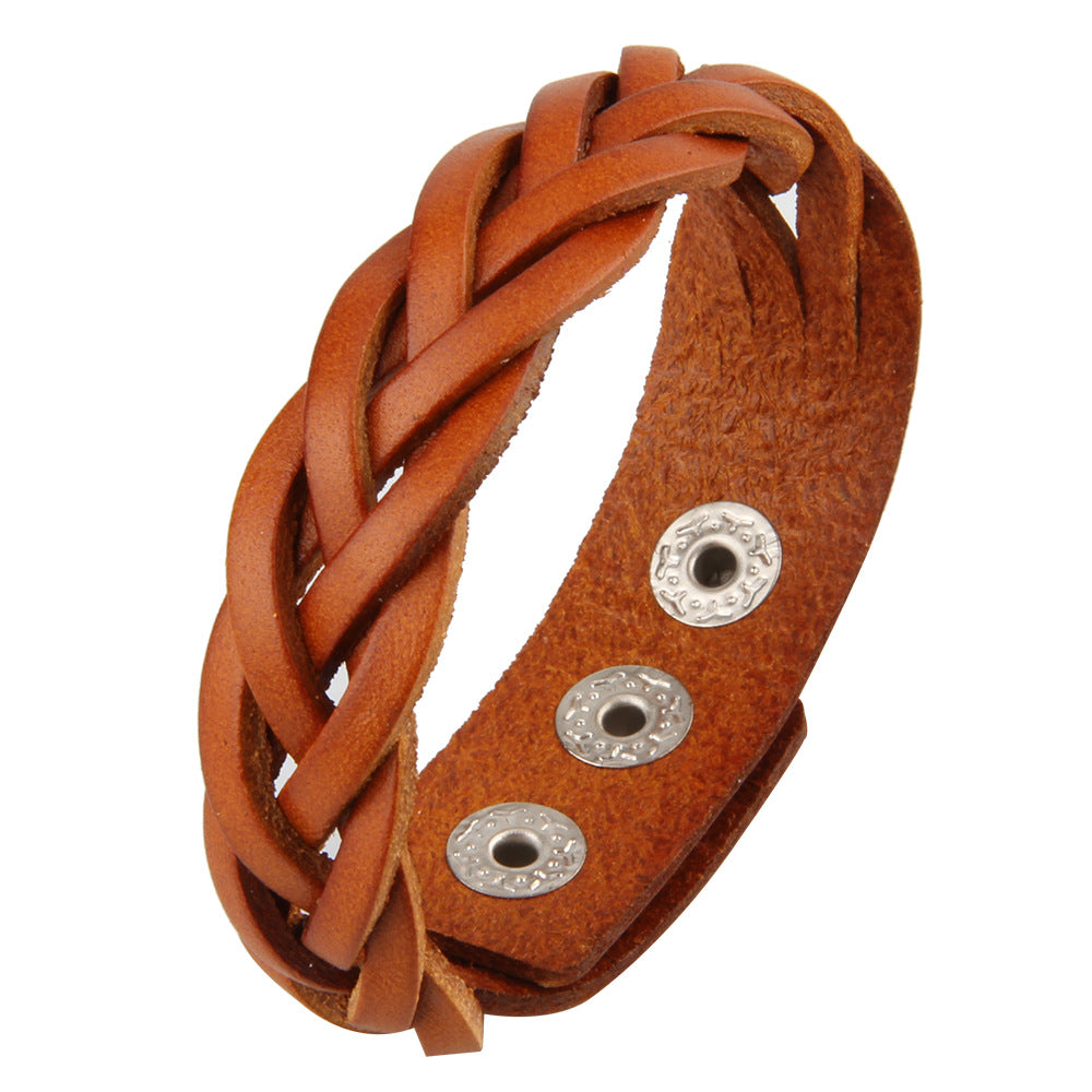 Men's Fashion Simple Woven Vintage Cowhide Couple Bracelet