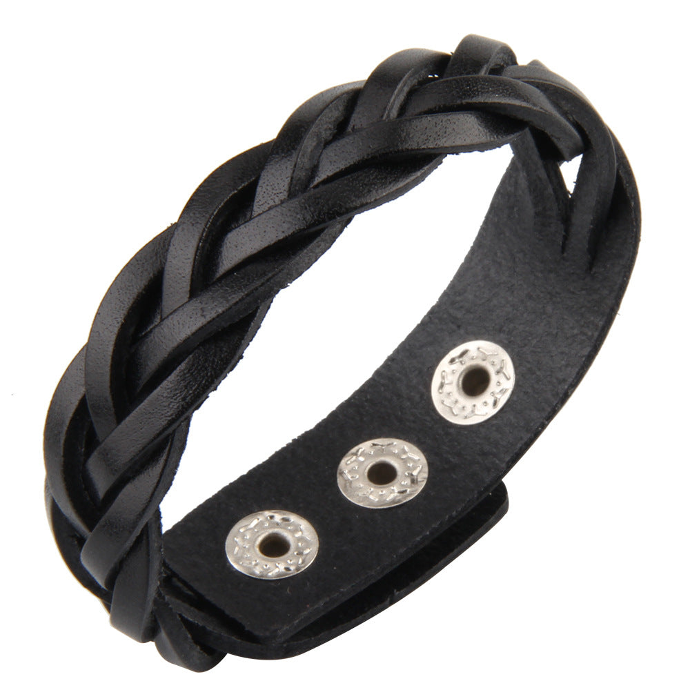 Men's Fashion Simple Woven Vintage Cowhide Couple Bracelet