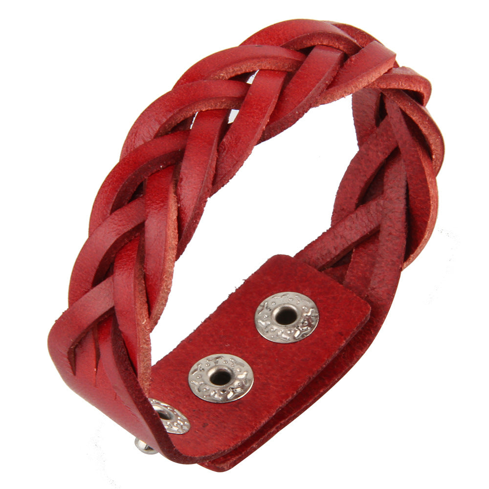 Men's Fashion Simple Woven Vintage Cowhide Couple Bracelet