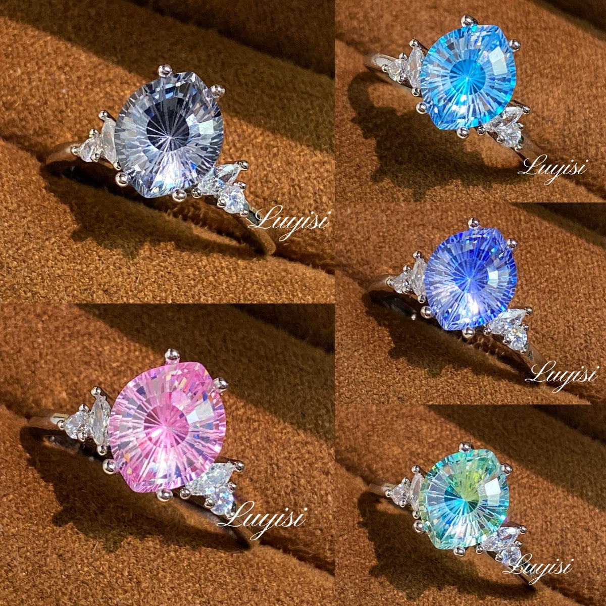 Firework Cut Simulated Moissanite Ring For Women, Light Luxury Niche Design Simulated Diamond Engagement Ring