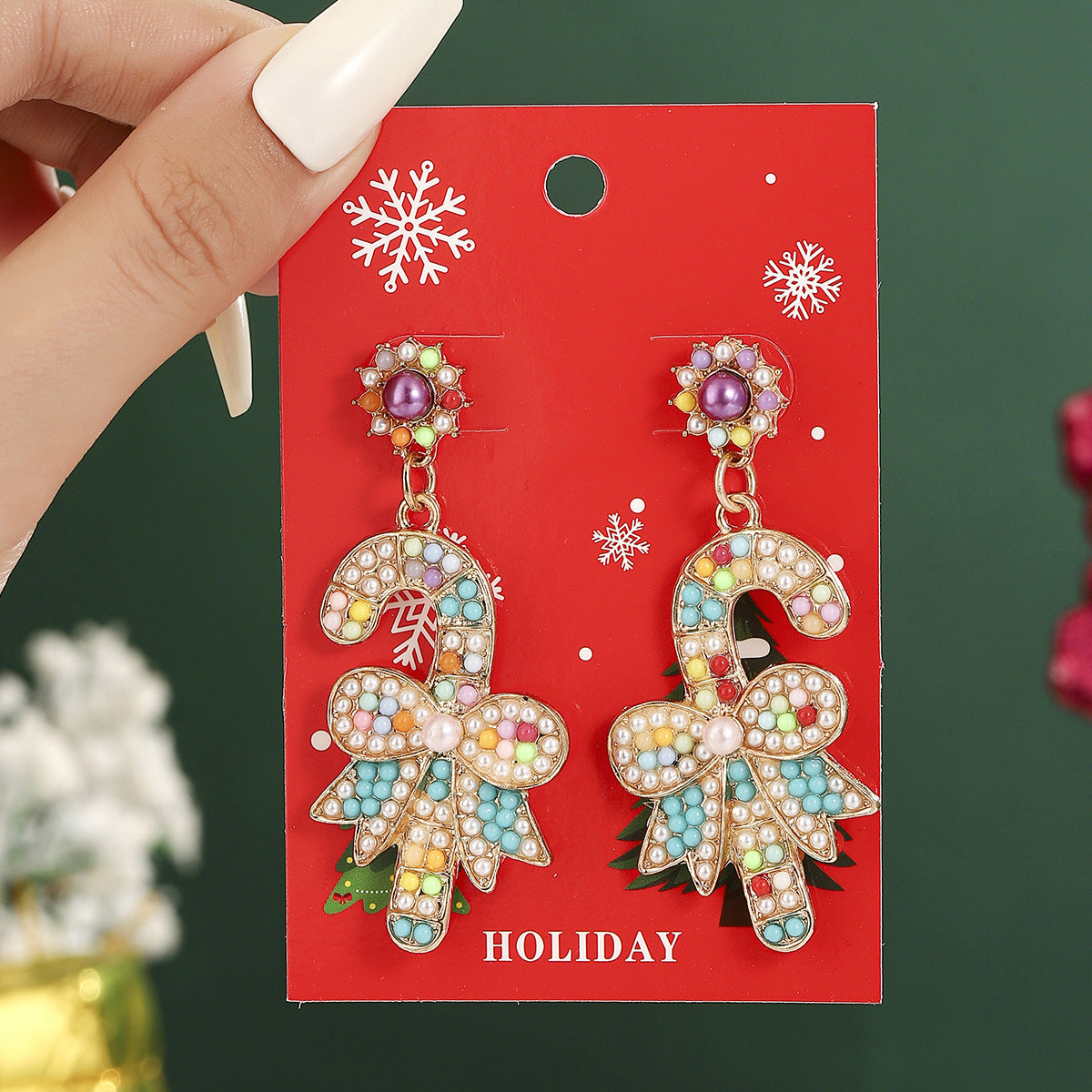 European And American Cross-Border Hot Selling New Christmas Pendant Earrings Cartoon Diamond Alloy Material Christmas Earrings Series Wholesale