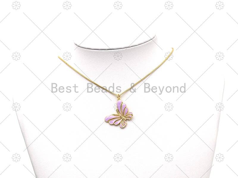CZ  Colorful Enamel Butterfly Shape Pendant,SKU#F1451C