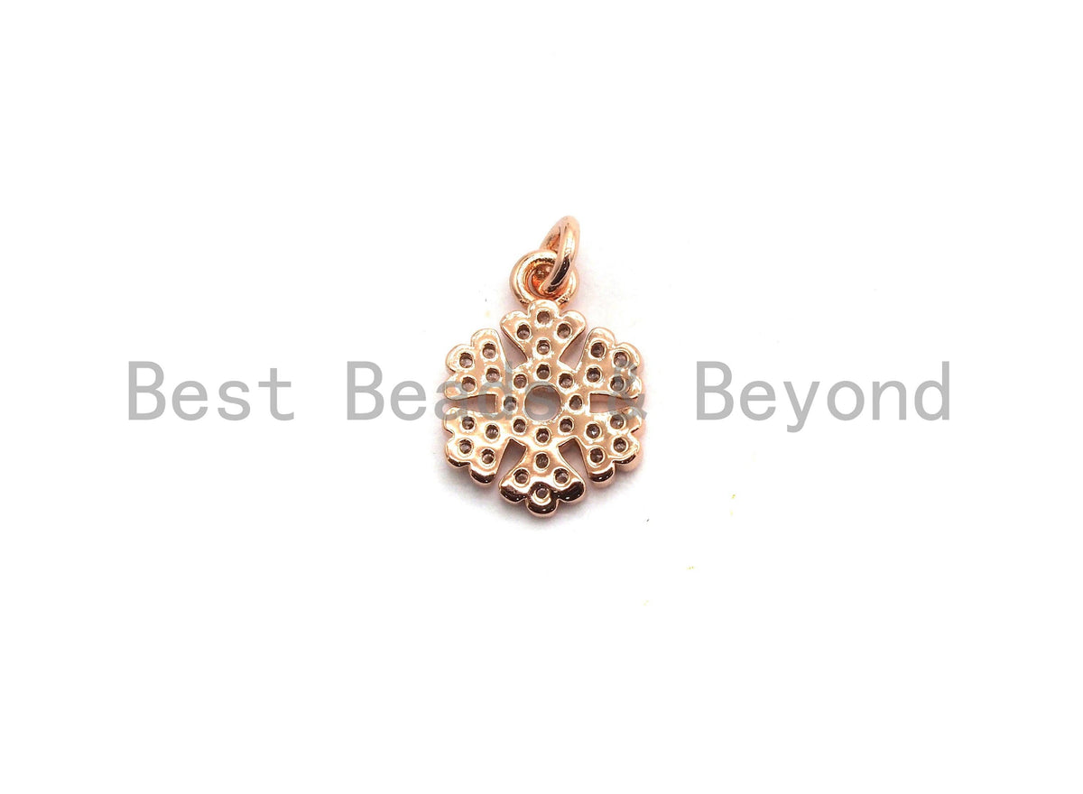 CZ Micro Pave Snowflake Pendant/Charm, Cubic Zirconia Pendant, 10x13mm,sku#F649